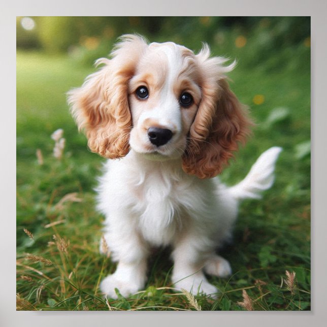 Poster mignon chiot espagnol de chiffon (Devant)