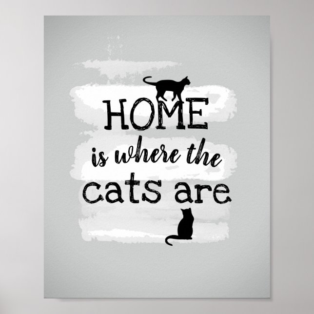 Poster mignon citation de chat gris et blanc design de pe (Devant)