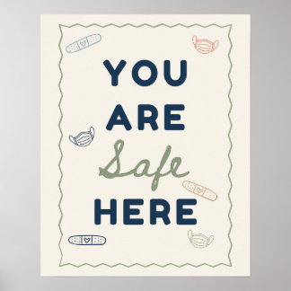 Poster Mignon Doodle Vous êtes en sécurité ici Infirmière