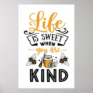 Poster mignon doux amoureux des abeilles mot art
