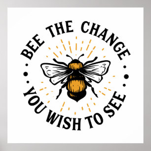 Poster mignon inspirant amoureux des abeilles mot art