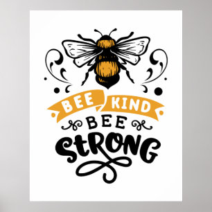 Poster mignon inspiré abeille forte mot art