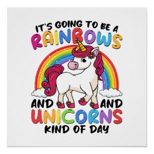Poster mignon licorne arc-en-ciel drôle
