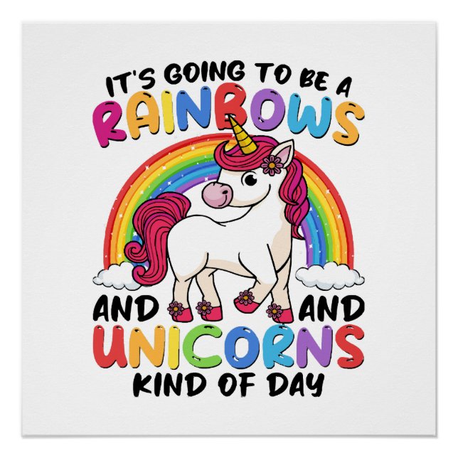 Poster mignon licorne arc-en-ciel drôle (Devant)