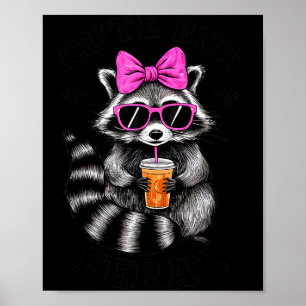 Poster Mignon Mais Féroce Drôle Coloré Raton Laveur Avec