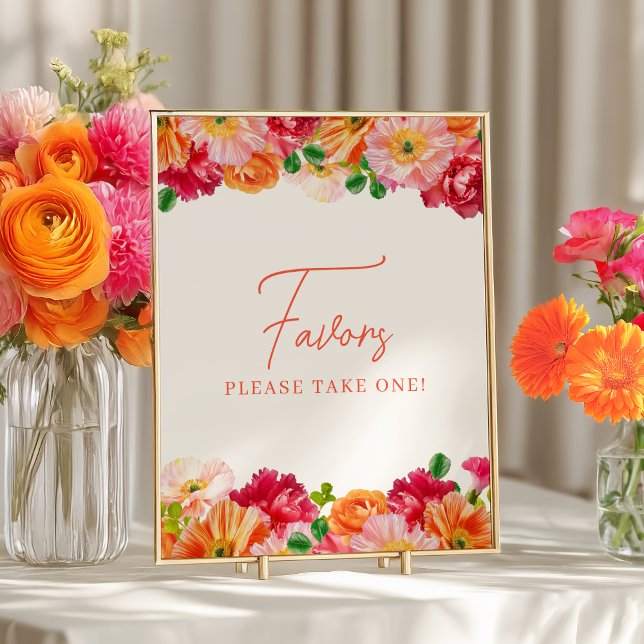 Poster mignon Orange et rose vif Floral Favoriser (Créateur téléchargé)