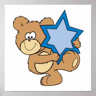 Poster mignon ours en peluche de l'hanoukka star de la te