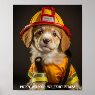 Poster mignon pompier ou papier découpage
