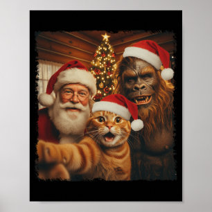 Poster Mignon selfie de chat avec Sasquatch et le Père No