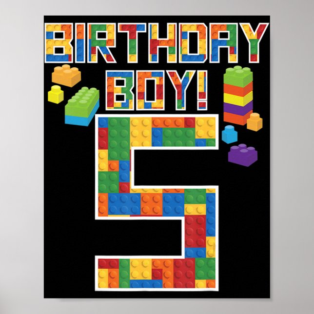 Poster Mignonne 5e cadeau d'anniversaire Bâtiment de 5 an (Devant)
