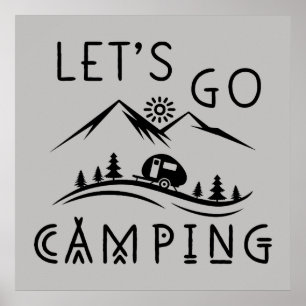 Poster Mignonne allons faire du camping du mot art