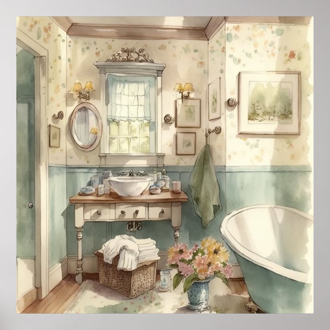 Poster mignonne Amateurs de salle de bain Country (Devant)