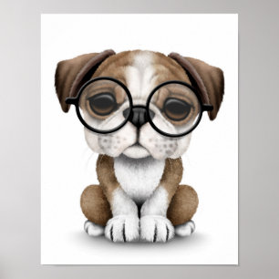 Poster Mignonne Anglais Chien Chien Chien Portant des lun