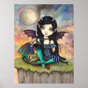 Poster Mignonne art gothique de fée aux grands yeux et fa