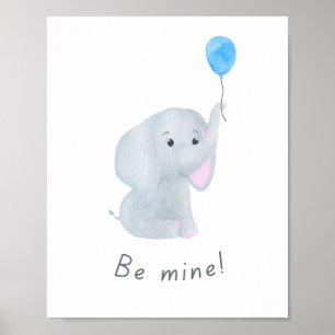 Poster Mignonne 'Be Mine' Baby Boy Elephant Nursery Wall 