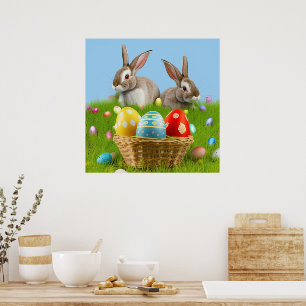 Poster Mignonne Bunnyfor Pâques pour une humeur positive