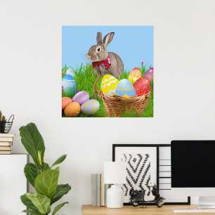 Poster Mignonne Bunnyfor Pâques pour une humeur positive