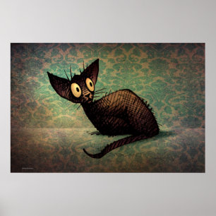 Poster Mignonne Chat Noir Oriental