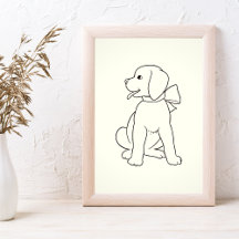 Mignonne Chien minimaliste Art Mur