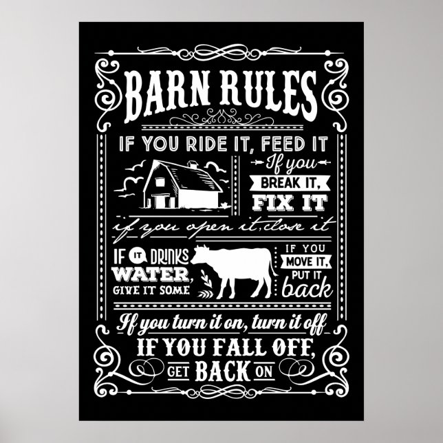 Poster mignonne Country Barne règles mot art (Devant)