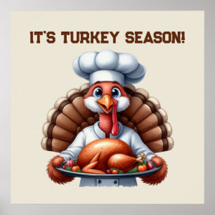 Poster Mignonne dinde saison Thanksgiving personnalisable