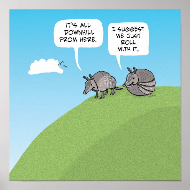 Poster Mignonne et drôle Rouler avec elle Armadillos (Devant)