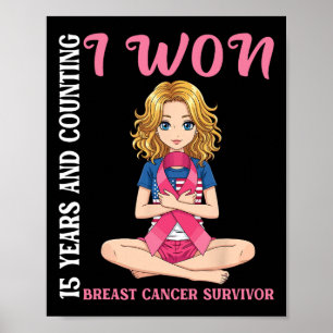 Poster Mignonne Fille 15 Ans Et Comptant J'Ai Gagné Cance