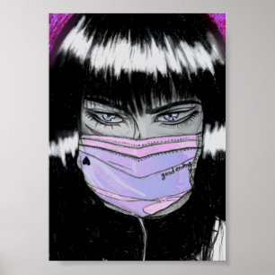 Poster Mignonne fille avec masque facial