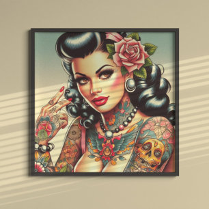 Poster Mignonne fille tatouée