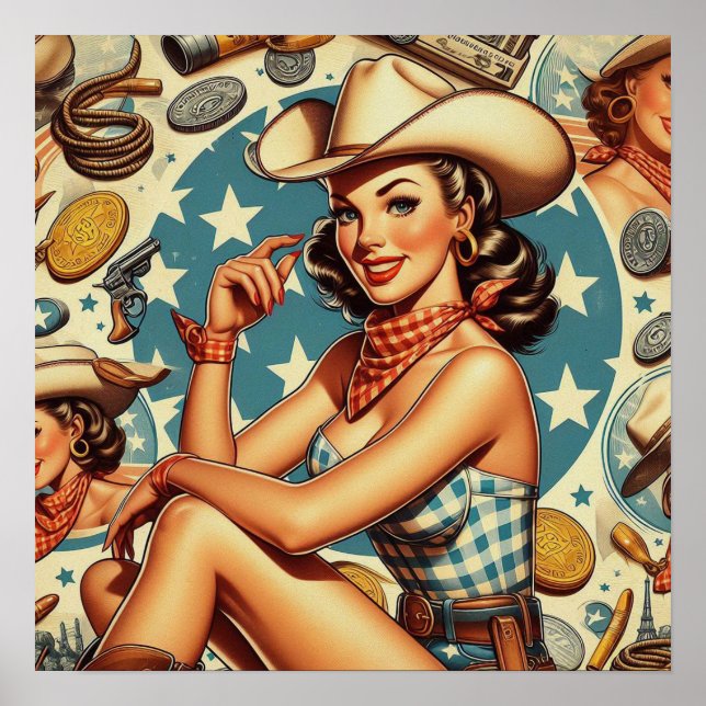 Poster Mignonne fille Vintage (Devant)