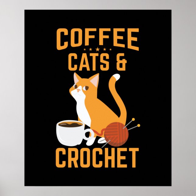Poster mignonne fils de chat amoureux au crochet (Devant)