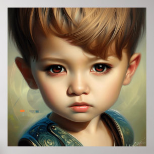 Poster Mignonne gros yeux fille garçon Enfants Enfants Ar