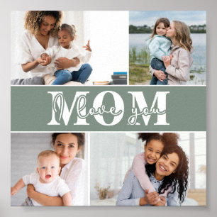 Poster Mignonne JE T'AIME MOM Fête des Mères Photo