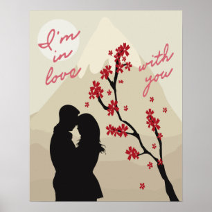 Poster Mignonne jeune couple romantique amoureux, histoir