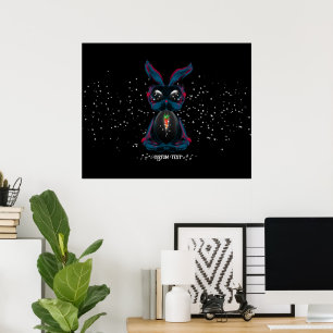 Poster Mignonne lapin aux yeux de lumière dans Yoga Pose