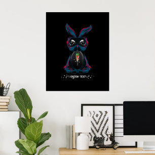 Poster Mignonne lapin aux yeux de lumière dans Yoga Pose