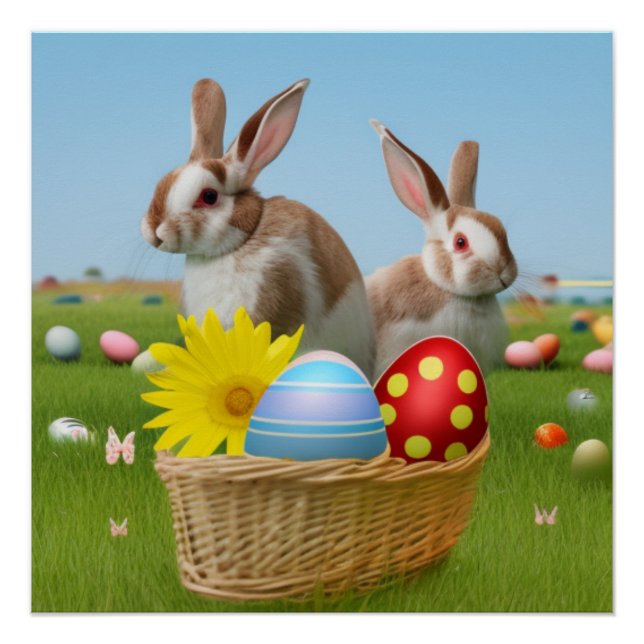 Poster Mignonne lapin de Pâques pour une humeur positive (Devant)