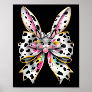Poster Mignonne lapin de Pâques Visage Coquette Bow Jour