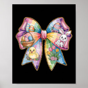 Poster Mignonne lapin de Pâques Visage Coquette Bow Jour