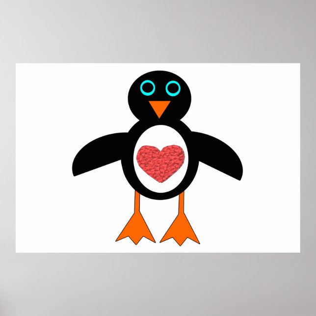 Poster mignonne Love Heart Penguin (Devant)