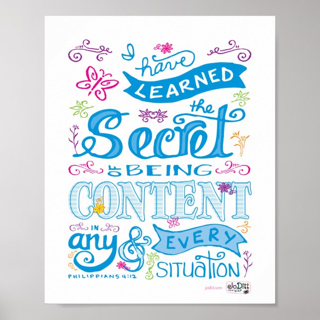 Poster Mignonne Main Lettré Bible Verse Écriture Rose Ble (Devant)