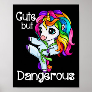 Poster Mignonne Mais Dangereuse Karate Funny Unicorn Girl