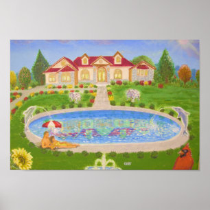 Poster Mignonne maison à la campagne