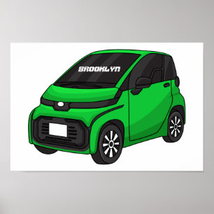 Poster Mignonne micro-voiture verte