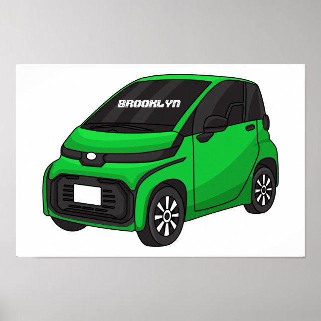 Poster Mignonne micro-voiture verte (Devant)