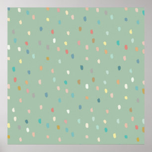 Poster Mignonne Multicolor Motif Dotty Sur Sage Green