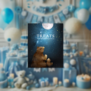 Poster Mignonne Ours Au-Dessus Des Traitements Lune