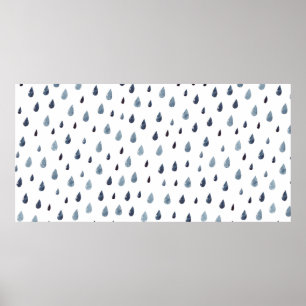Poster Mignonne pluie. Aquarelle motif sans couture. Pai 