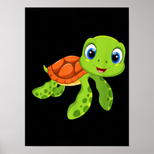Poster Mignonne Sea Baby Turtle Cadeau