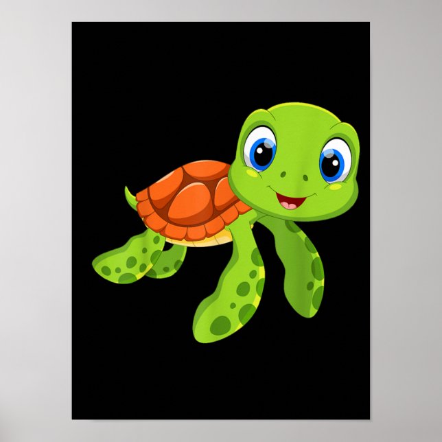 Poster Mignonne Sea Baby Turtle Cadeau (Devant)